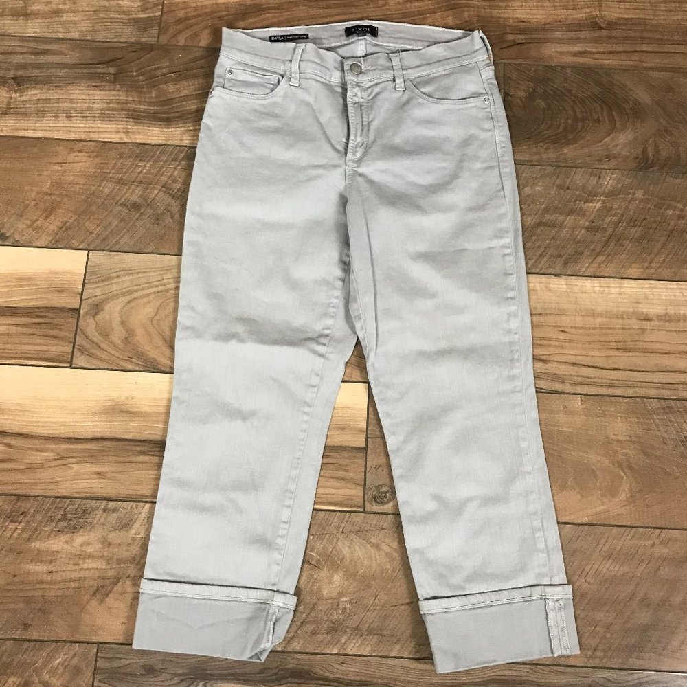 NYDJ Jeans Dayla Wide Cuff Capri Gray Denim Size 6 Stretch Lift